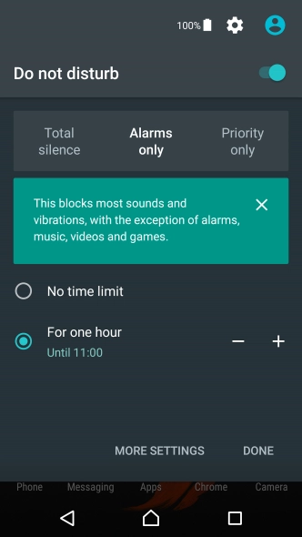 Press DONE to turn on silent mode.