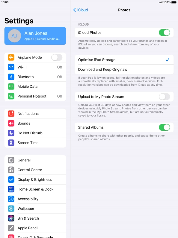 Press the indicator next to 