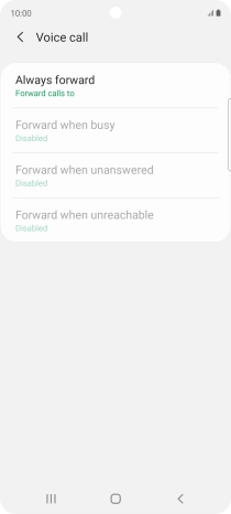 Press the required divert type. Press the required divert type.