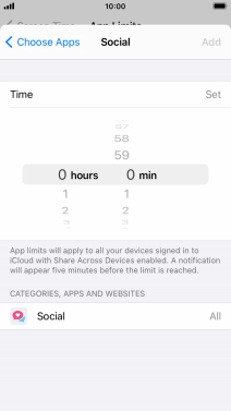 Set the required time limit for use of the selected category.