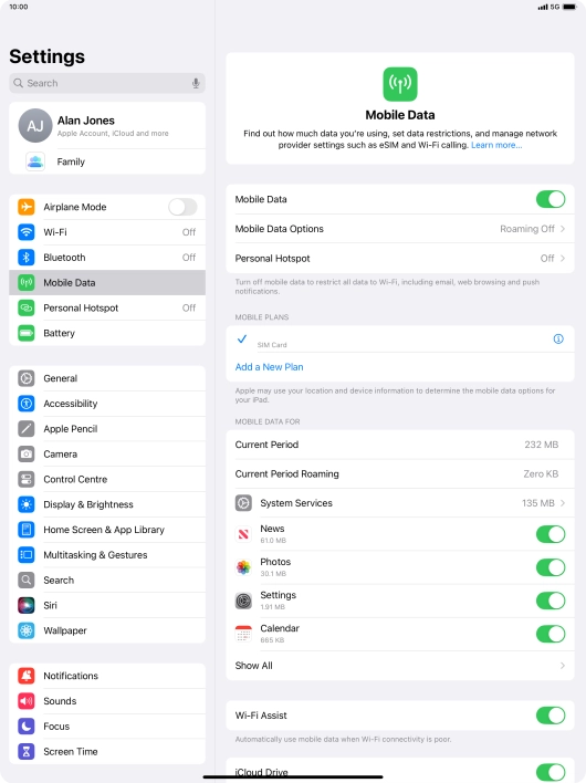 Press Mobile Data Options.