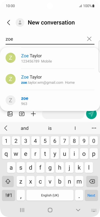 Press the required contact.