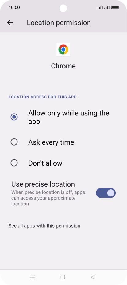 Press the required setting. Press the required setting.