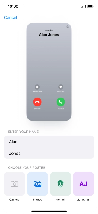Press the required category and follow the instructions on the screen to select and save the required picture to your Contact Poster.