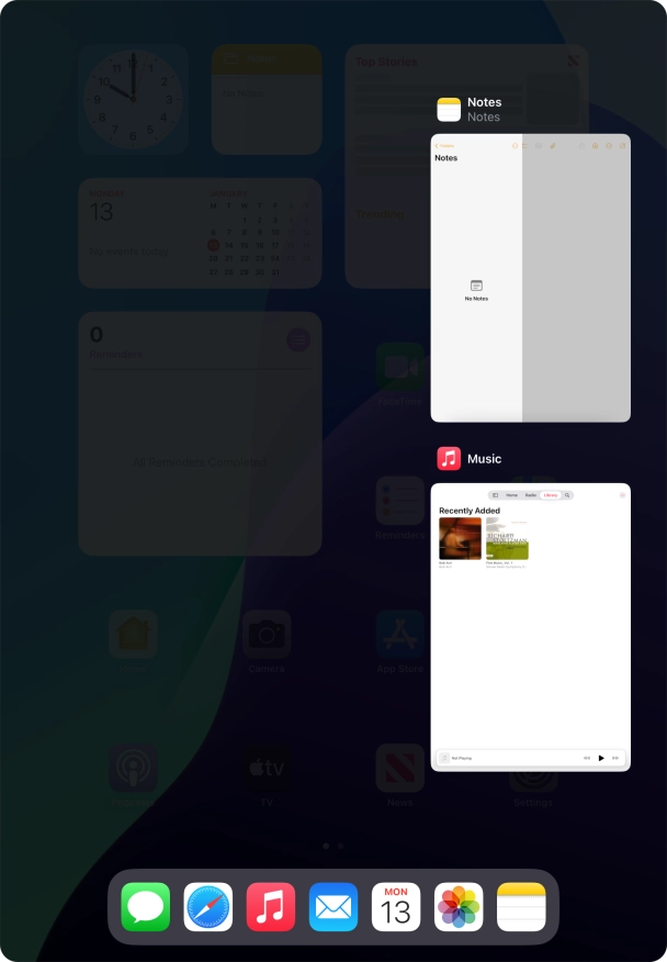 Slide upwards on the required application to end it.