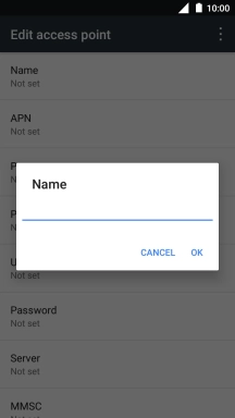 Key in Vodafone Internet and press OK.