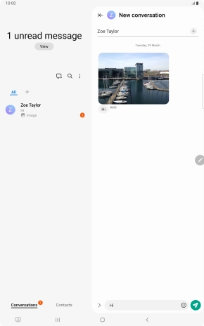 Press the send icon when you've finished your text message.