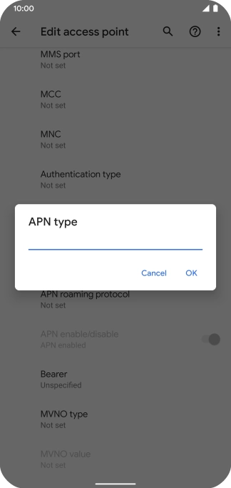 Key in default and press OK.