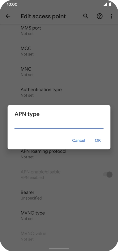Key in default and press OK.