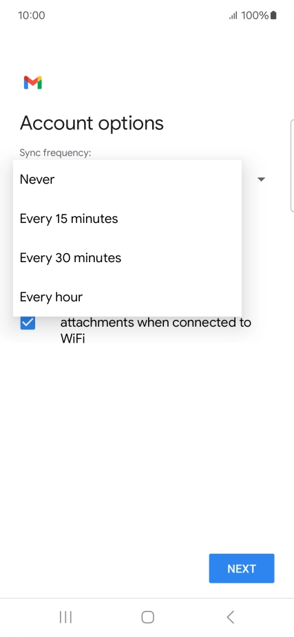 Press the required setting.