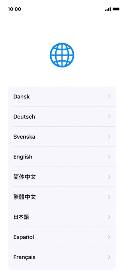 Press the required language.
