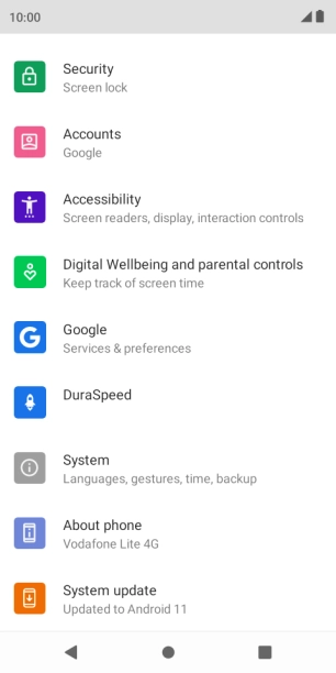 Press System update. If a new software version is available, it's displayed. Follow the instructions on the screen to update the phone software.