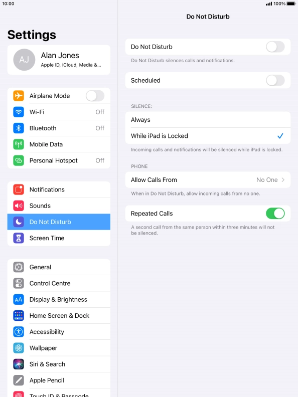 Press the indicator next to 