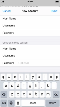 Press Password and key in the password for your email account. Please note that if you're using Vodafone's outgoing server, leave the password field empty.
