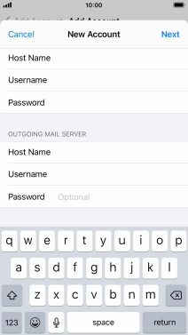 Press Password and key in the password for your email account. Please note that if you're using Vodafone's outgoing server, leave the password field empty.