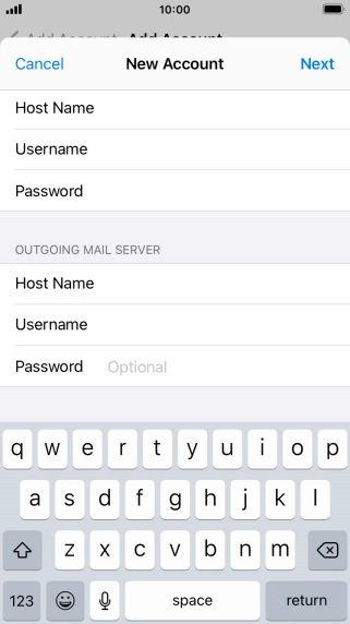 Press Password and key in the password for your email account. Please note that if you're using Vodafone's outgoing server, leave the password field empty.