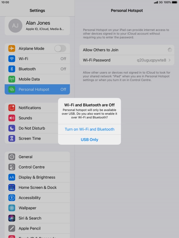 If Wi-Fi is turned off, press Turn on Wi-Fi and Bluetooth.