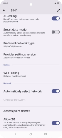 Press Preferred network type.