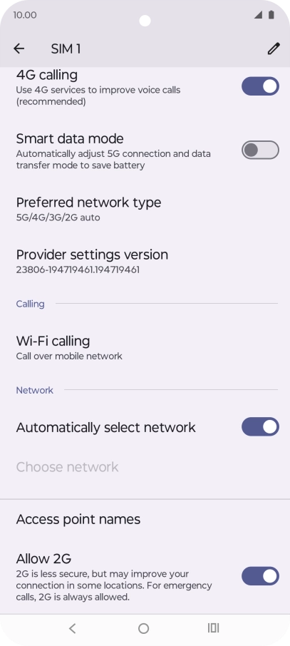 Press Preferred network type.
