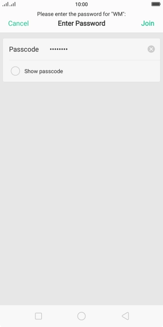 Key in the password for the Wi-Fi network and press Join.