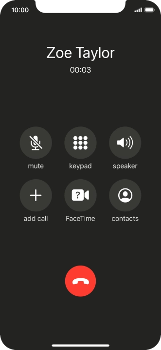 Press the end call icon to end the call.