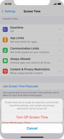 Press Turn Off Screen Time.