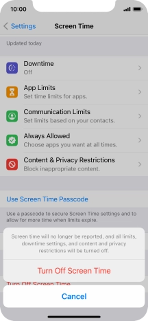 Press Turn Off Screen Time.