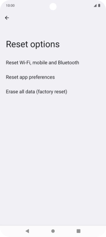 Press Erase all data (factory reset).