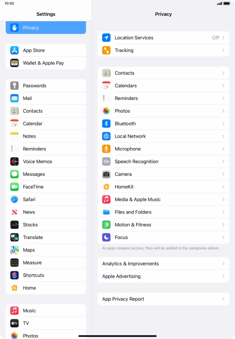 Press Location Services.