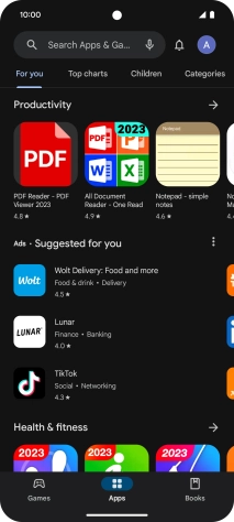 Press the search field.