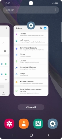 To end one running application, slide your finger upwards on the required application.