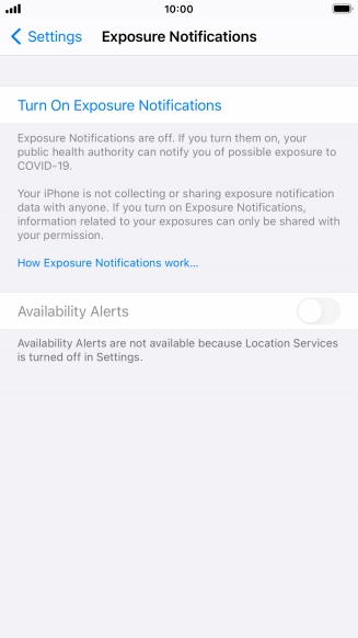Press Turn On Exposure Notifications.