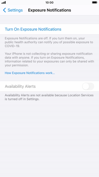 Press Turn On Exposure Notifications.