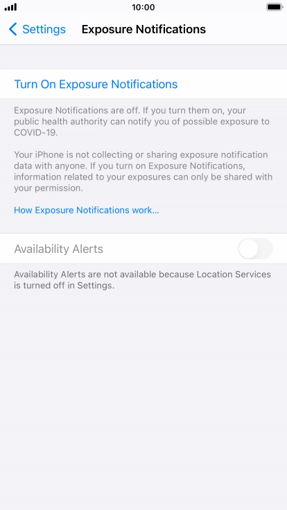 Press Turn On Exposure Notifications.