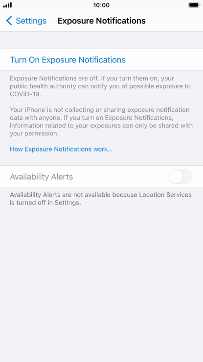 Press Turn On Exposure Notifications.