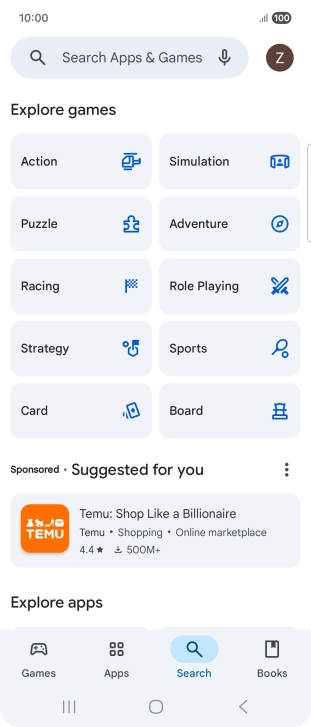 Press the search field. Press the search field.