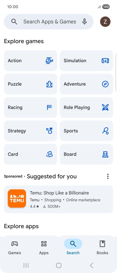 Press the search field. Press the search field.