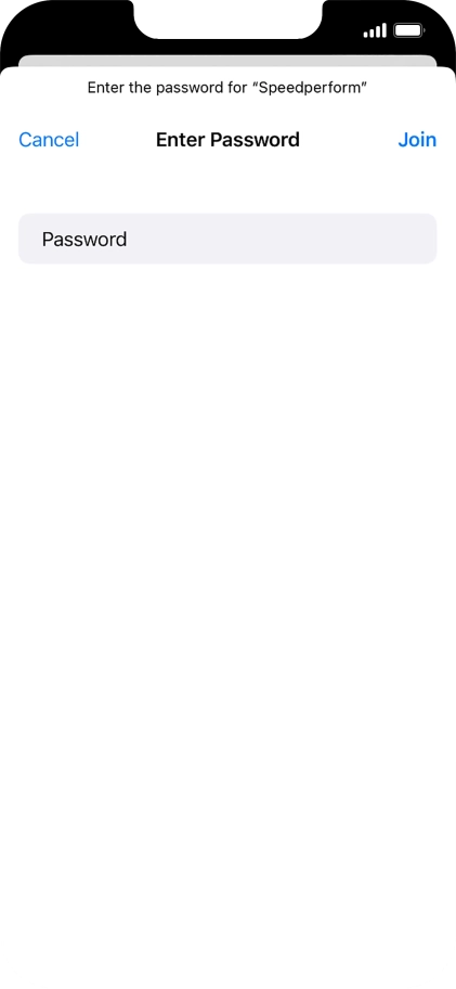 Key in the password for the Wi-Fi network and press Join.