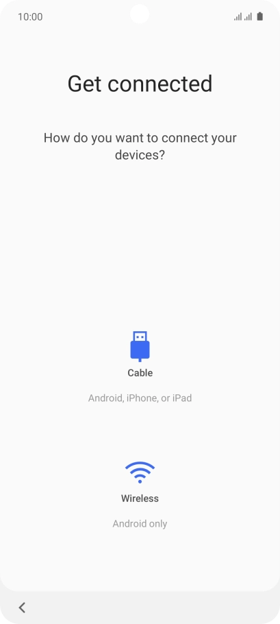 Press the required transfer method and follow the instructions on the screen to transfer content from another phone.