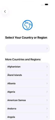 Press the required country or area.