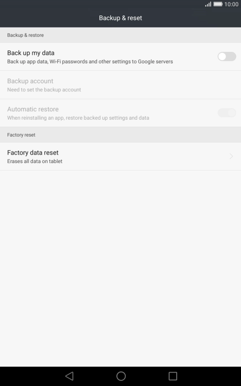 Press Factory data reset.