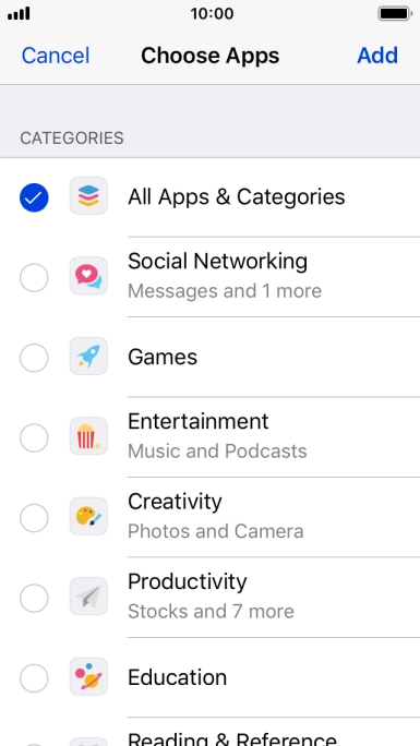Press the required categories.