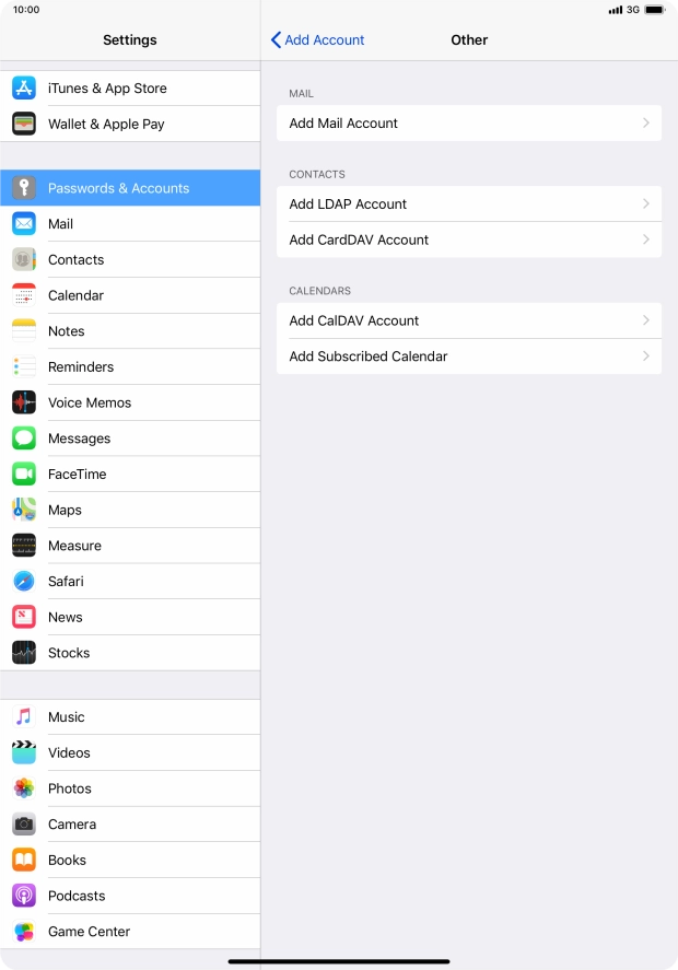 Press Add Mail Account.