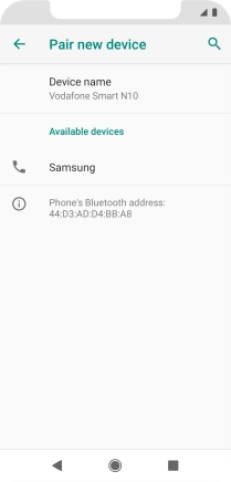 Press the required Bluetooth device and follow the instructions on the screen to pair the device with your phone.