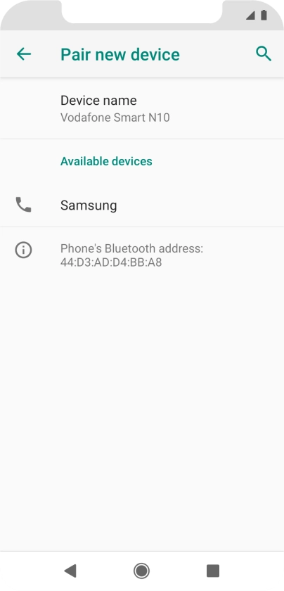 Press the required Bluetooth device and follow the instructions on the screen to pair the device with your phone.
