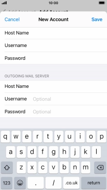 Press Username and key in the username for your email account. Please note that if you're using Vodafone's outgoing server, leave the username field empty.