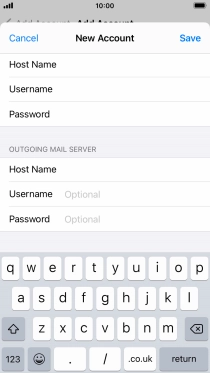 Press Username and key in the username for your email account. Please note that if you're using Vodafone's outgoing server, leave the username field empty.
