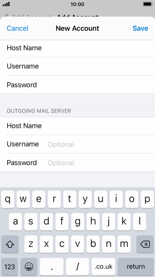 Press Username and key in the username for your email account. Please note that if you're using Vodafone's outgoing server, leave the username field empty.
