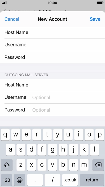 Press Username and key in the username for your email account. Please note that if you're using Vodafone's outgoing server, leave the username field empty.