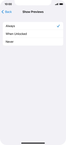 To select notification preview on the lock screen, press Always.